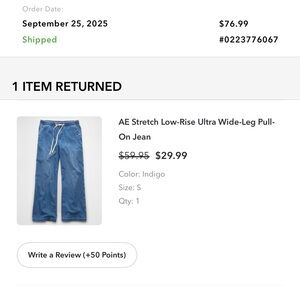 American Eagle Outfitters Stretch Low-Rise Ultra Wide-Leg Pull-On Jean - Indigo